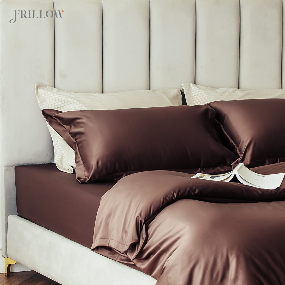 ชุดปลอกผ้านวม 100X90 นิ้ว FRILLOW 800TC COTTON SILK &ndash; สี DARK BROWN  คอลเลคชั่น PRESTIGE